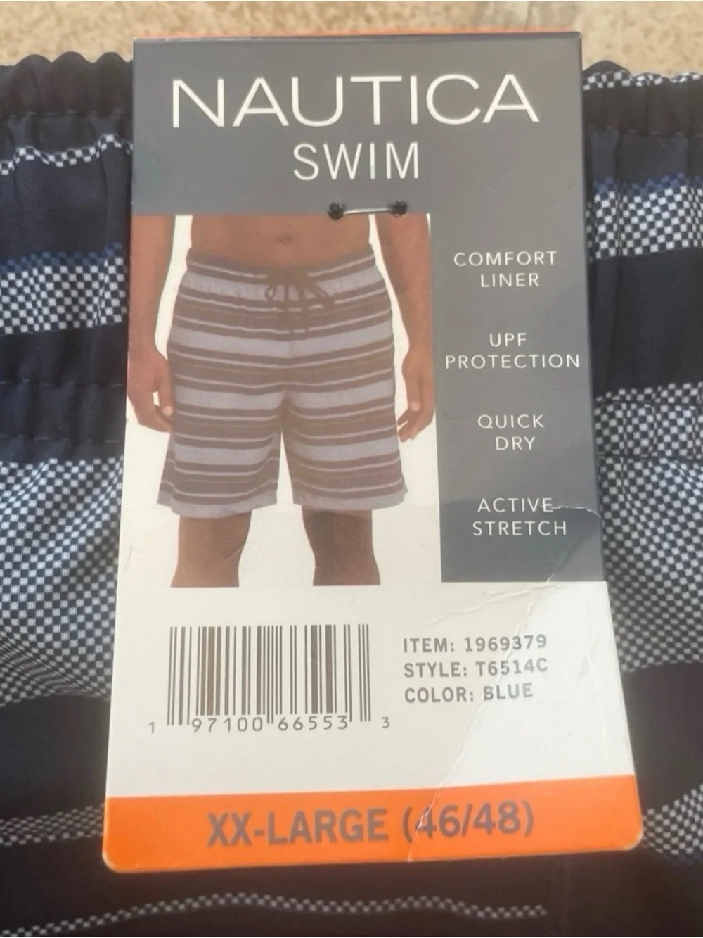 Nautica Men’s Blue Striped Swim Shorts